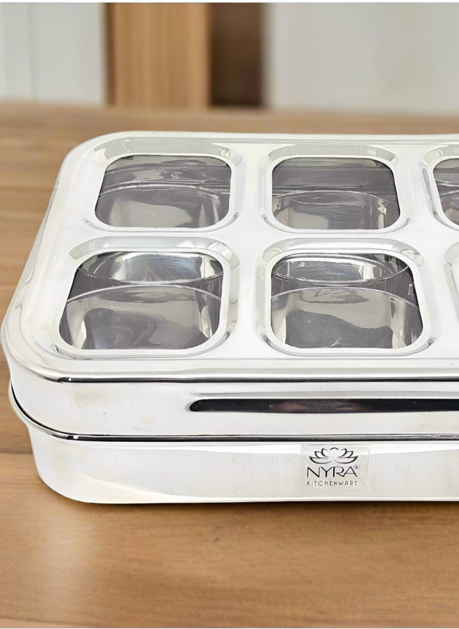 Nyra Kitchenware Stainless Steel 6 Compartment Dry Fruit Spice Box - Image 4